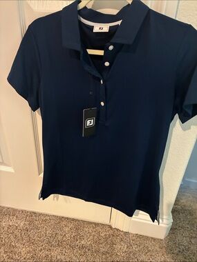 FootJoy Women's Navy Short-Sleeve Button Polo